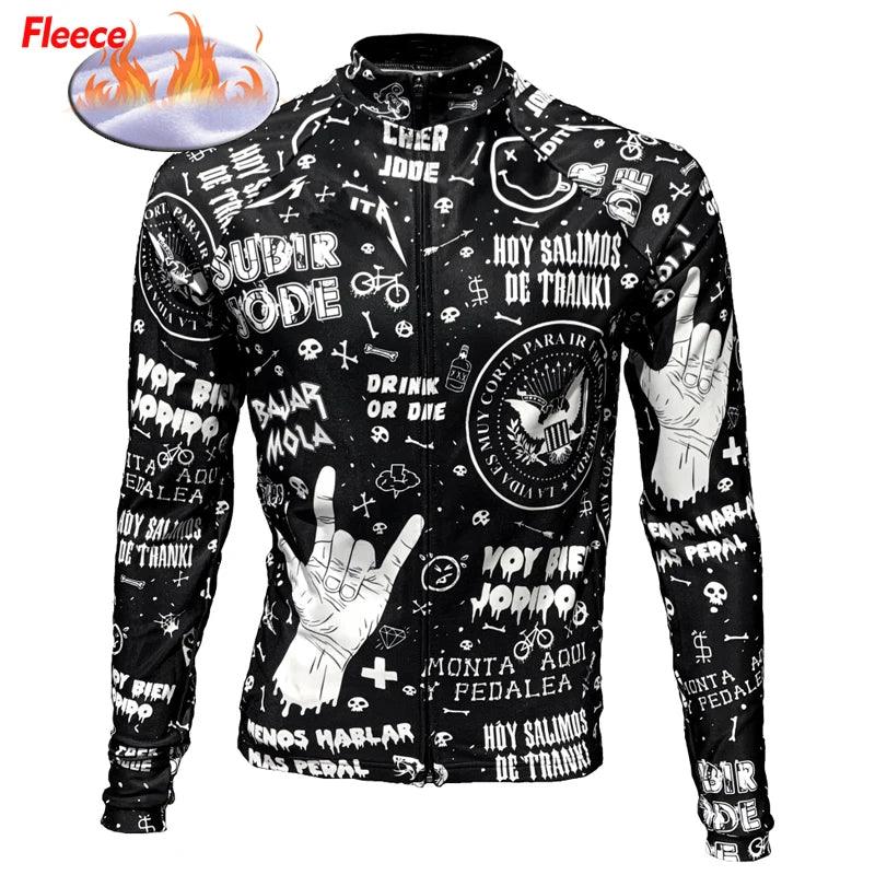 NEW Orange Tattoo Winter Thermal Long Sleeve Rock Cycling Jersey Black Bike & Thin Bicycle Clothing Wear - Premium jacket from Lizard Vigilante - Just $52.99! Shop now at Lizard Vigilante