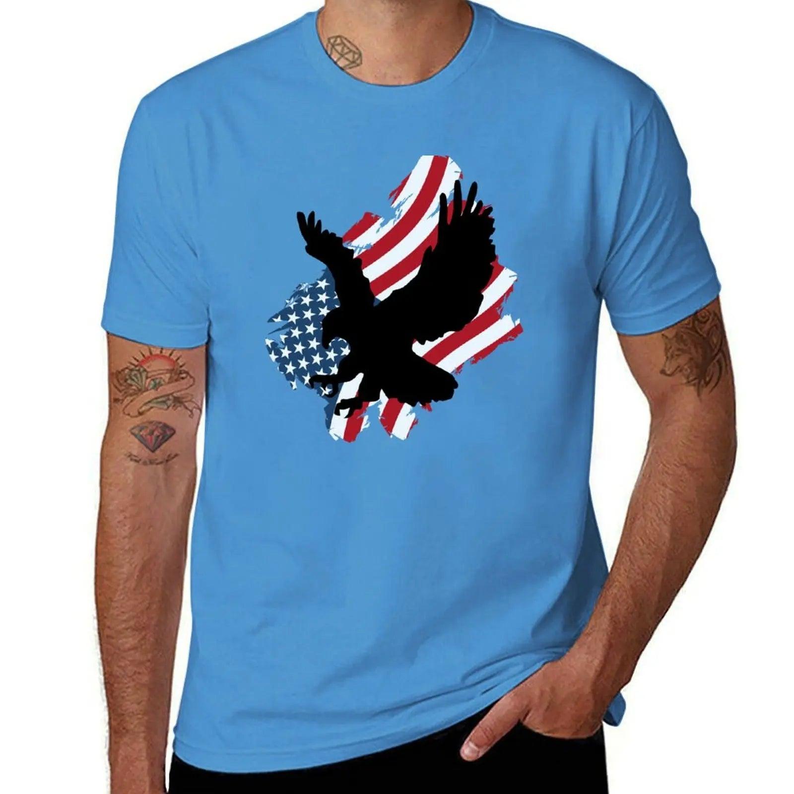 Eagle Distressed USA Flag T-Shirt Boys Animal Print Fashion Mens Clothing - Lizard Vigilante