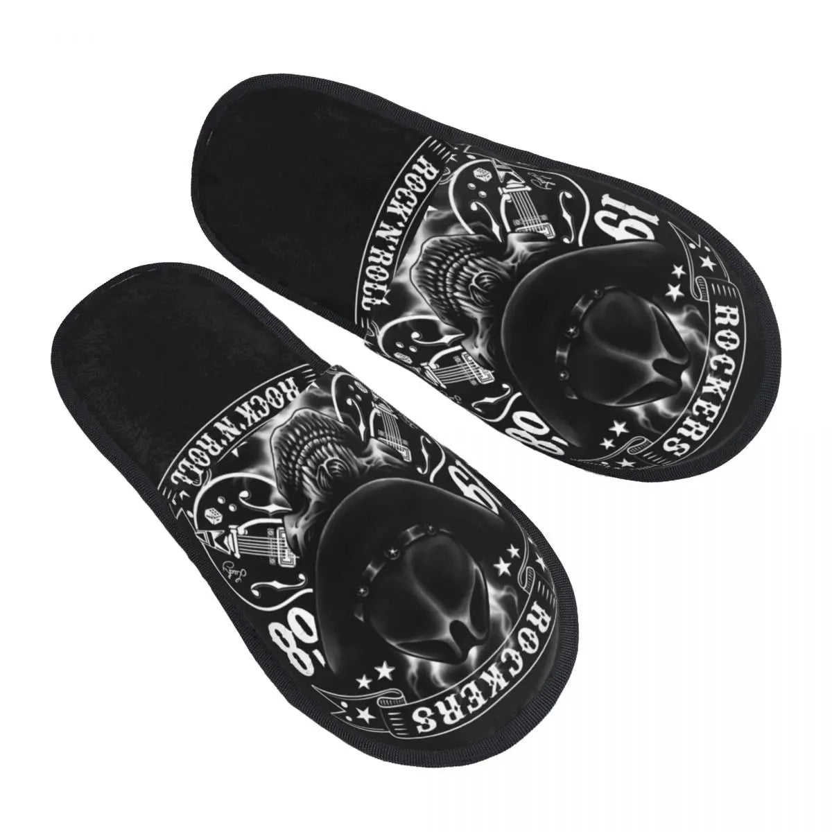 Rockabilly Skull Retro Classic Rock and Roll Slippers - Premium slippers from Lizard Vigilante - Just $23.88! Shop now at Lizard Vigilante