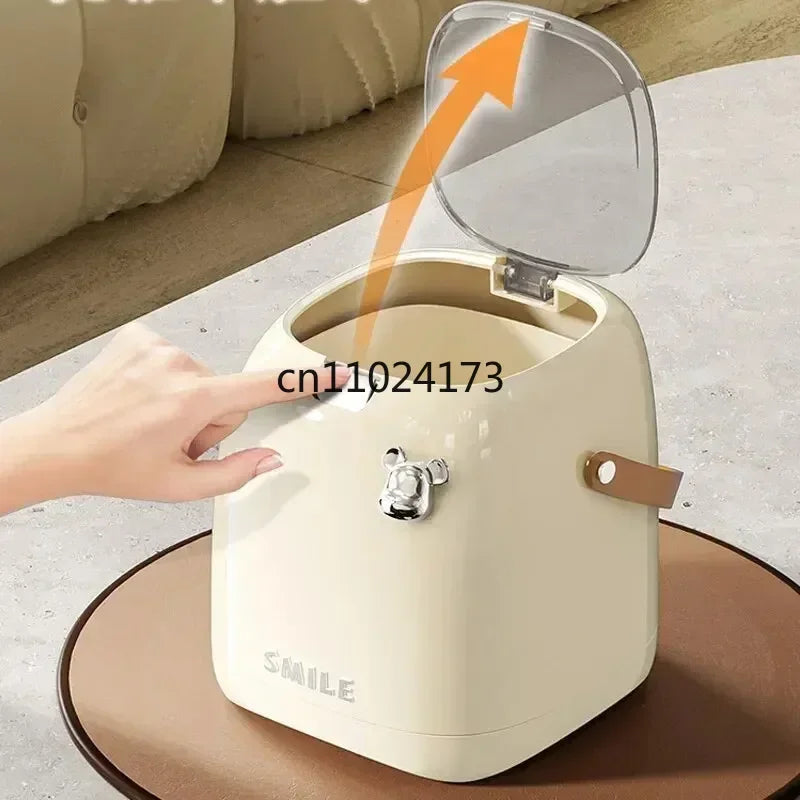 Beishan 2L Luxury Desktop Trash Can Small Waste Bin with Handle,Elegant Office/Bedroom/Living Room Garbage Bin Compact & Stylish