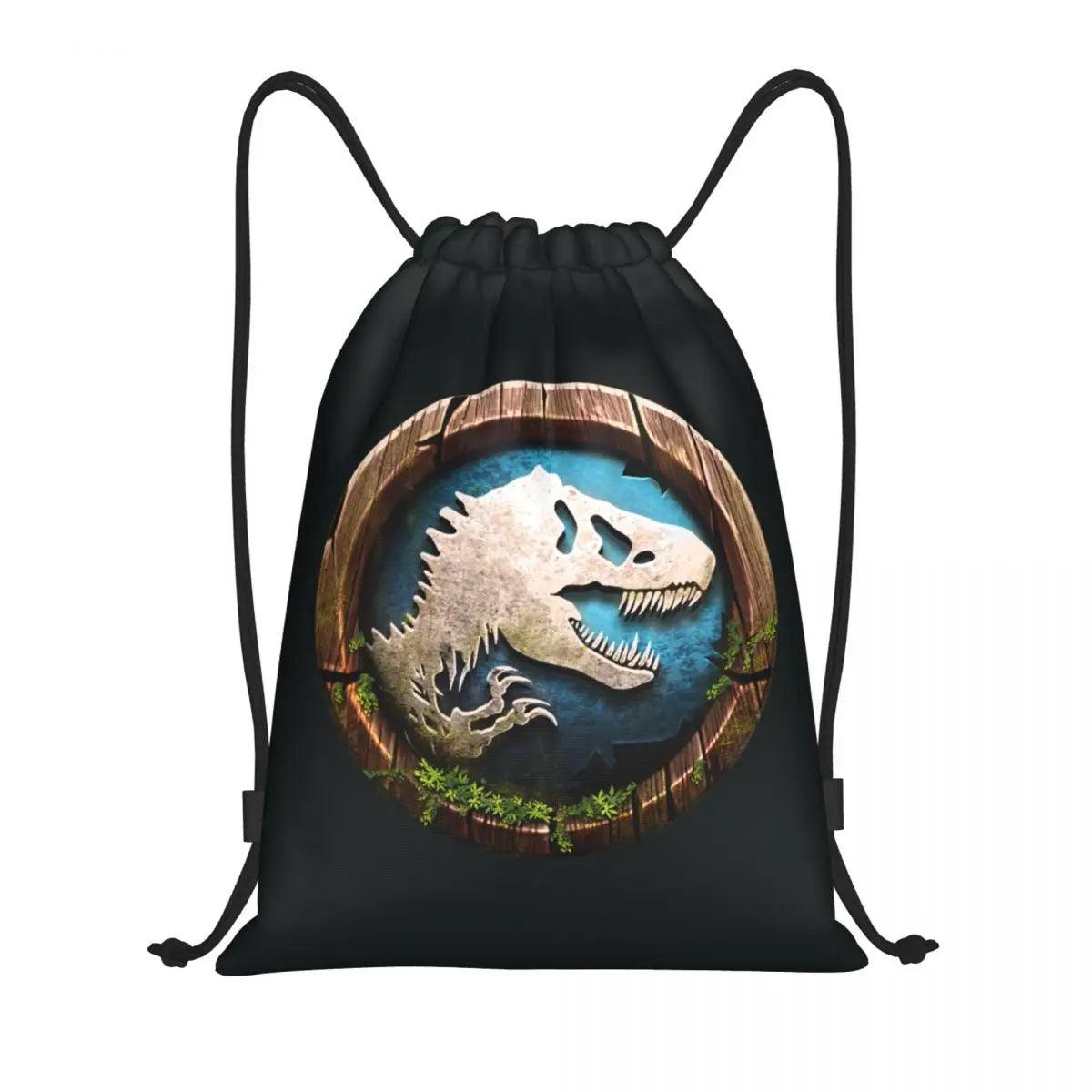 Dinosaur World Jurassics Parks Drawstring Backpack Sports Gym Bag for Men Women Shopping Sackpack - Lizard Vigilante