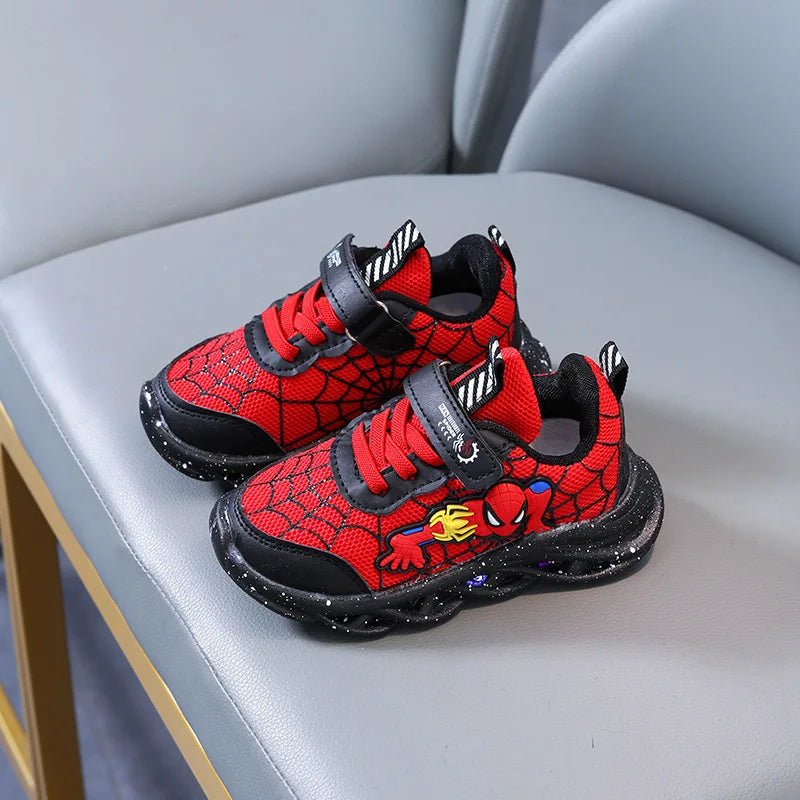 Disney Spiderman LED Casual Sneakers for Boys | Light-Up Mesh Outdoor Shoes | Non-Slip Spring Footwear | Sizes 21-30 - Premium Sneakers from Lizard Vigilante - Just $38.88! Shop now at Lizard Vigilante