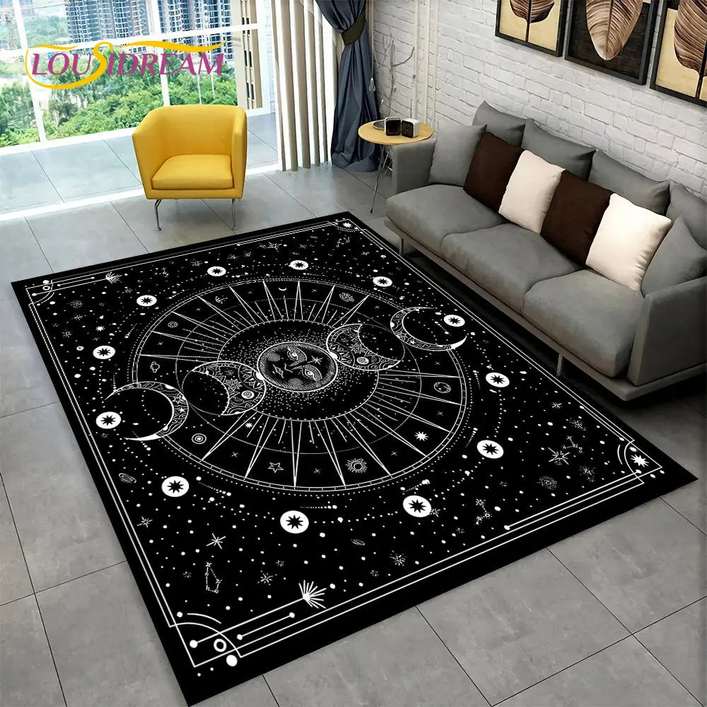 The Witchcraft Gothic Ouija Area Rug: LOUSIDREAM 3D Printed Tarot Carpet for Living Room & Bedroom