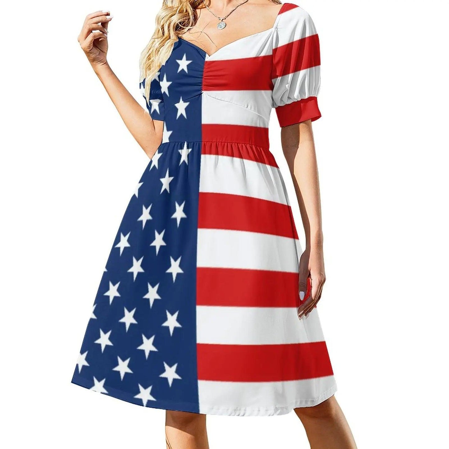 Soft American Flag Dress Sexy V Neck Celebrate USA Red White Blue Festival Dresses Basic Casual Dress Print Oversize Vestido - Premium dresses from Lizard Vigilante - Just $30.99! Shop now at Lizard Vigilante