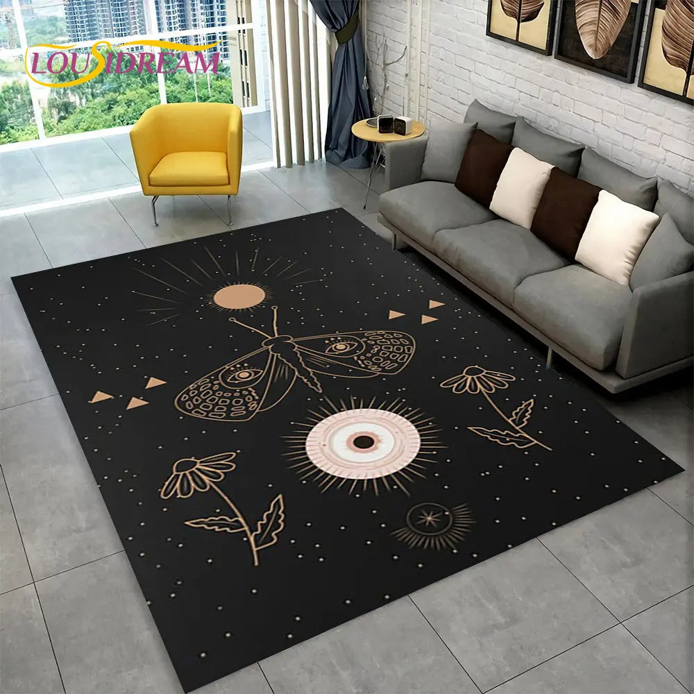 The Witchcraft Gothic Ouija Area Rug: LOUSIDREAM 3D Printed Tarot Carpet for Living Room & Bedroom