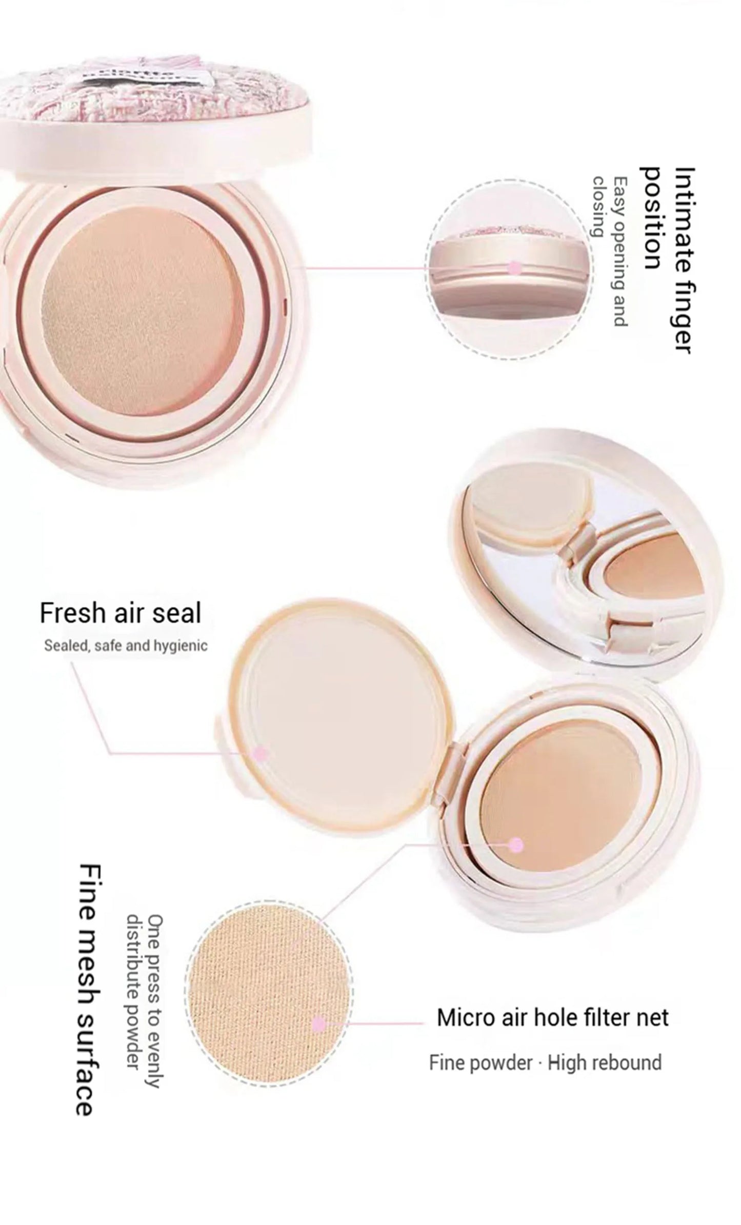 FLORTTE Air Cushion Concealer Coverage Moisturizing Long-Lasting Foundation Base Makeup Cream for Dry Skin Oil Control