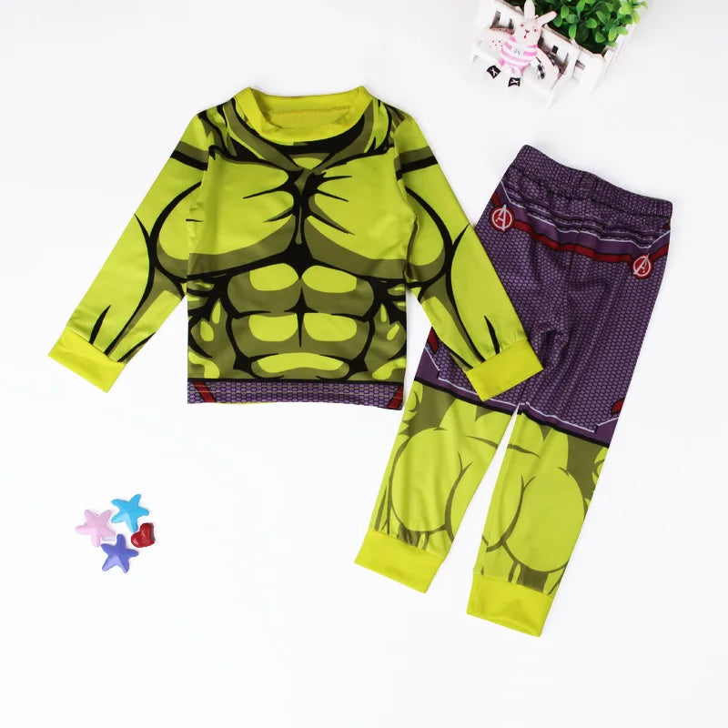 Avengers Superhero Pajama Set — Boys Long Sleeve Spider-Man & Iron Man Nightwear Cosplay Costume