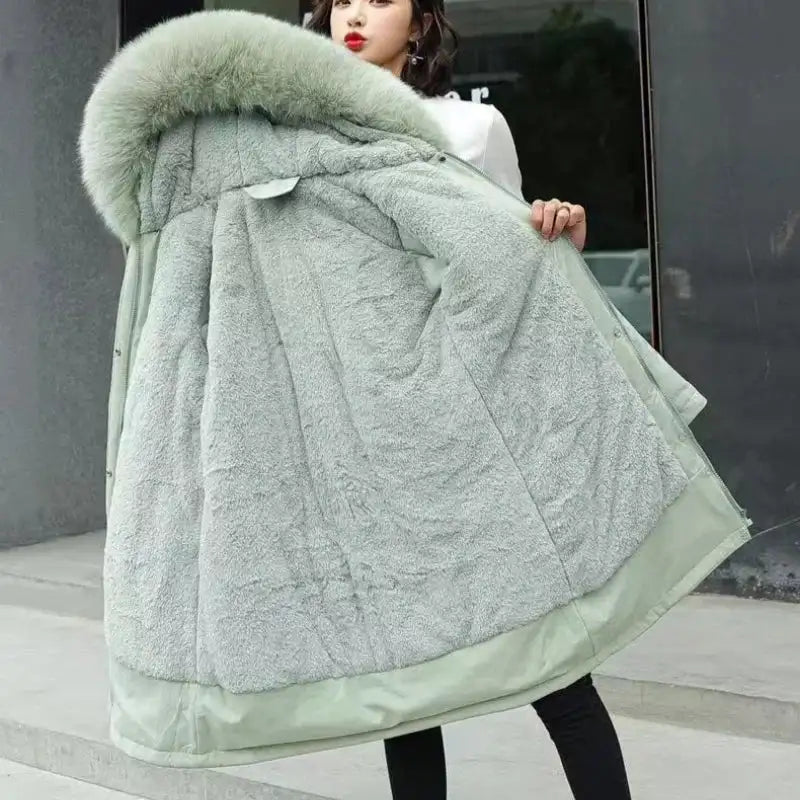 New In Coats & Jackets Women's Winter Padded Jacket Loose Casual Outerwears Fleece Hodded Windbreaker Elegant Office Lady's Coat