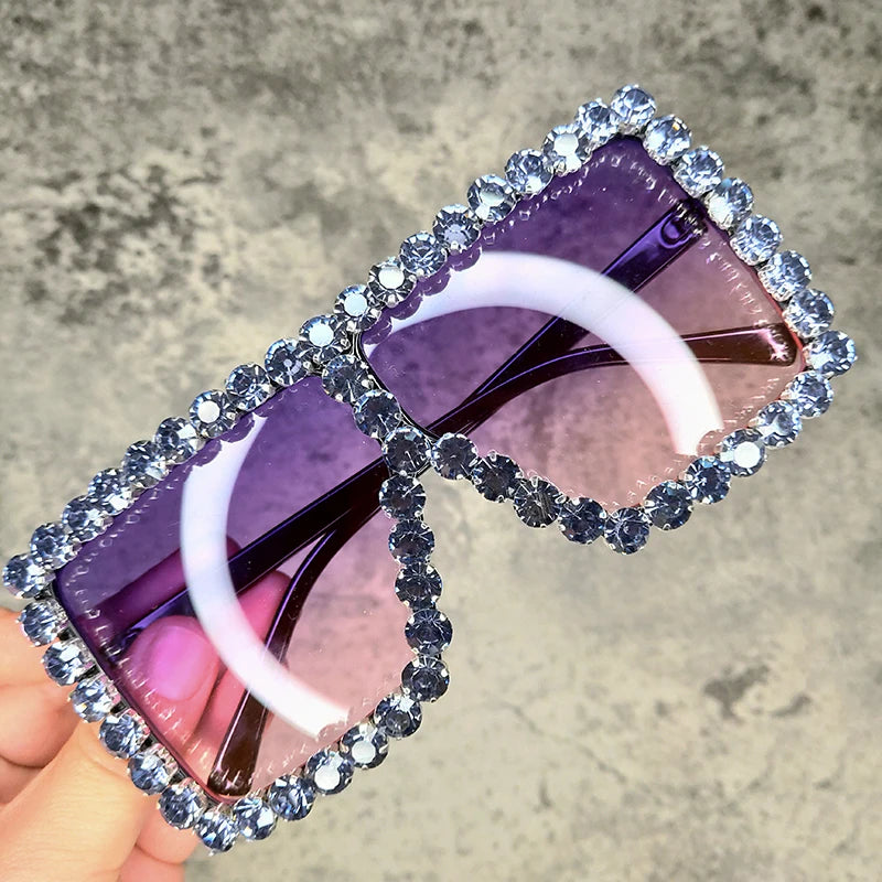 Oversized Glitter Crystal Sunglasses Women Square sunglasses Bling Rhinestone Sun Glasses For Woman Luxury Fashion Shade UV400 - Premium sunglasses from Lizard Vigilante - Just $19.79! Shop now at Lizard Vigilante