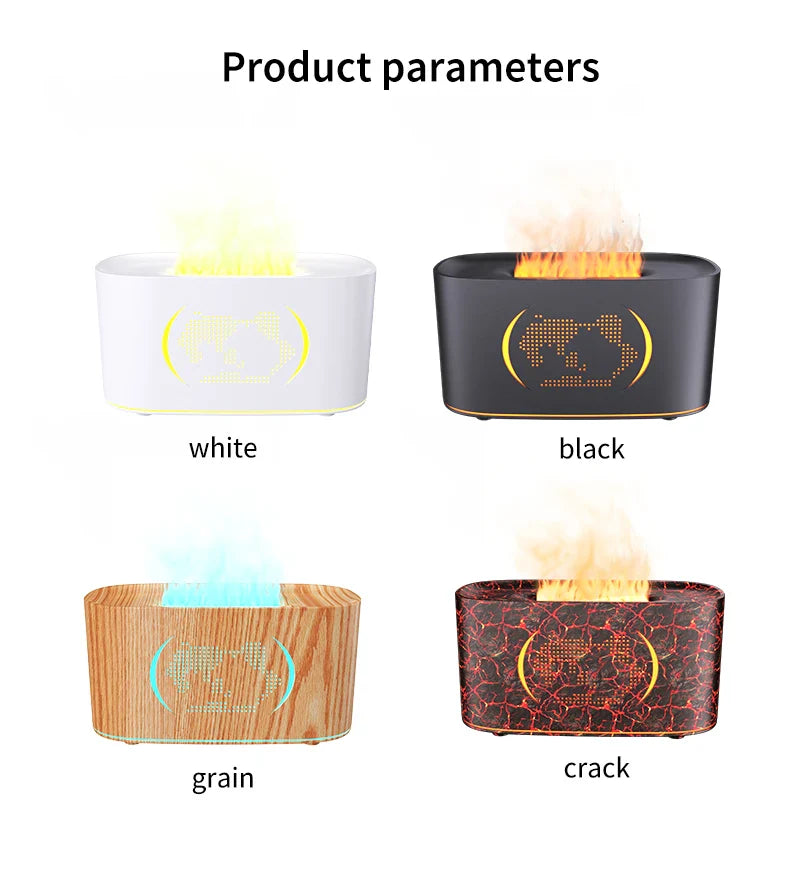 Map Humidifier Colorful Gradient Flame Aroma Diffuser Home Hotel Desktop USB Air Humidification