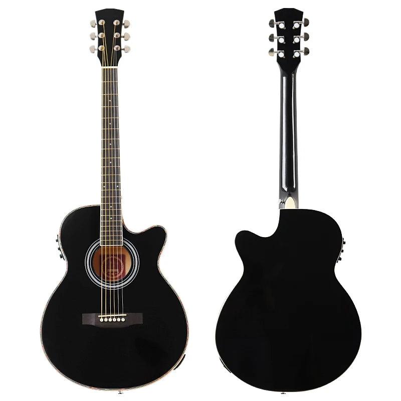 Thin Body Acoustic Electric Guitar Beginner Guitar with Free Gig Bag Free String Black Natural Sunburst White Color - Lizard Vigilante