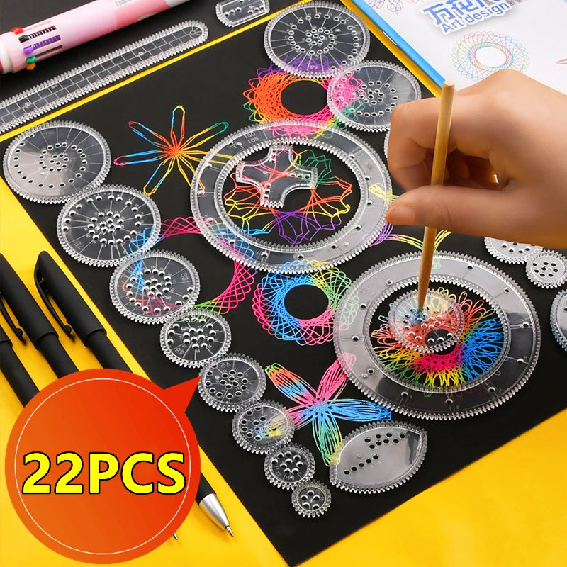 Spirograph Ruler Drawing Scratch Painting Toys – Interlocking Gears 22/4/1PC - Premium toy from Lizard Vigilante - Just $12.99! Shop now at Lizard Vigilante