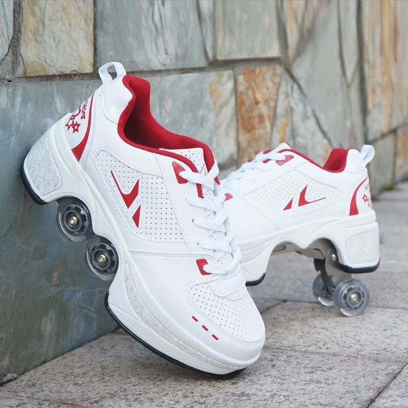 Kids Four-Wheel Roller Skate Shoes Casual Deformation Parkour Sneakers Skates Adult Stage personalized Sport Roller Skate Shoes - Premium  from Lizard Vigilante - Just $128.99! Shop now at Lizard Vigilante