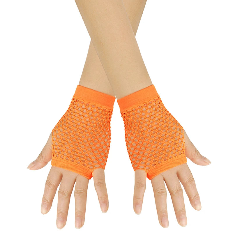 1 Pair Women's Short Fishnet Fingerless Mesh Gloves - Punk Rock Fancy Nightclub Party Arm Warmers Sexy Unisex Gloves - Premium gloves from dsers - Just $14.88! Shop now at Lizard Vigilante