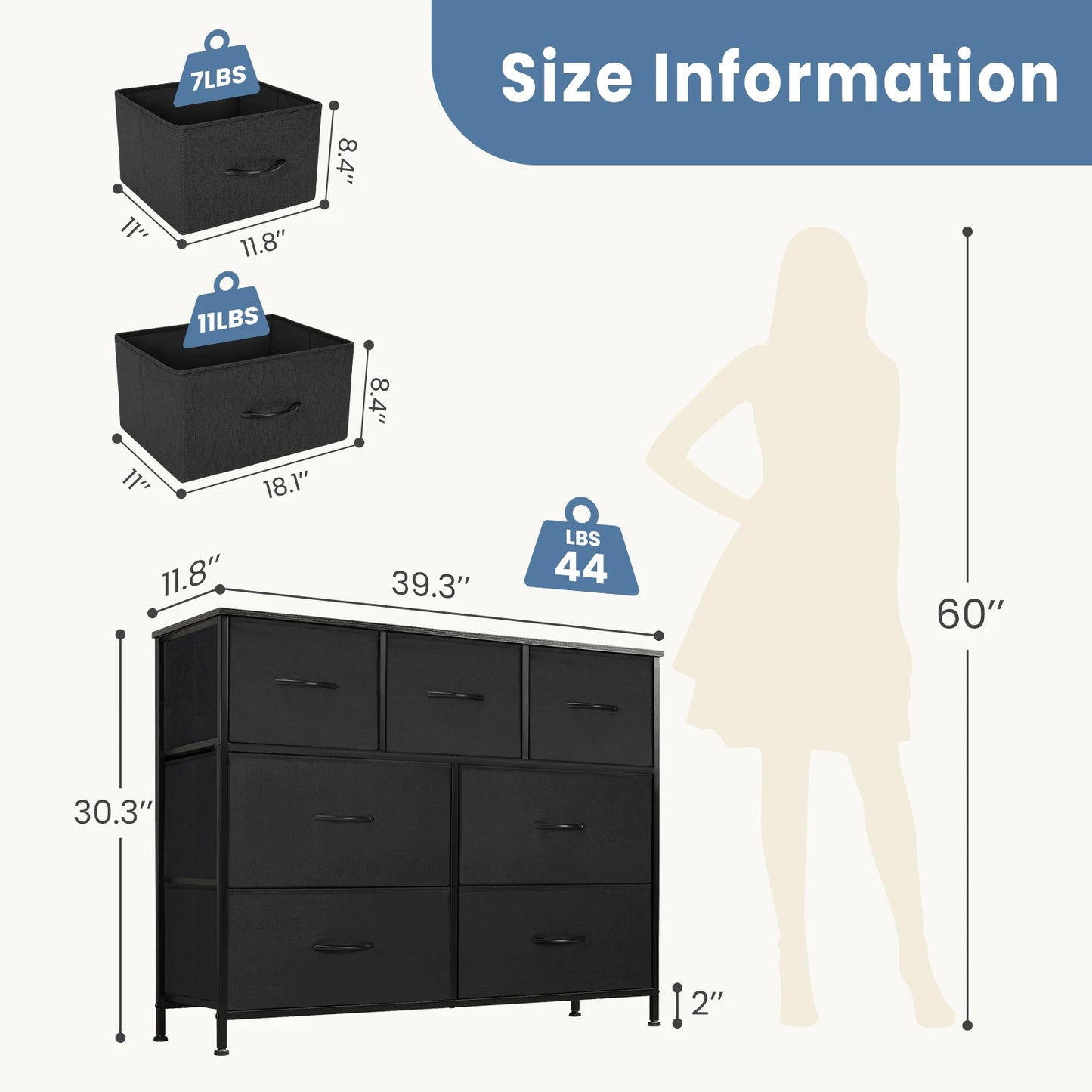 JHK Desser For Bedroom With 7 Fabric Drawers Organizer Storage Closet Chest Clothes For Living Room Display Cabinet Of Furniture - Premium  from Lizard Vigilante - Just $69.99! Shop now at Lizard Vigilante