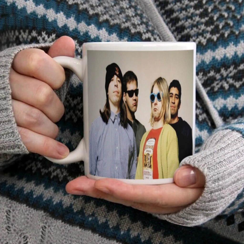 Nirvana Rock Band Ceramic Mug – 11oz Multifunctional Coffee Cup for Tea, Office, and Home Use - Premium mug from Lizard Vigilante - Just $15.88! Shop now at Lizard Vigilante