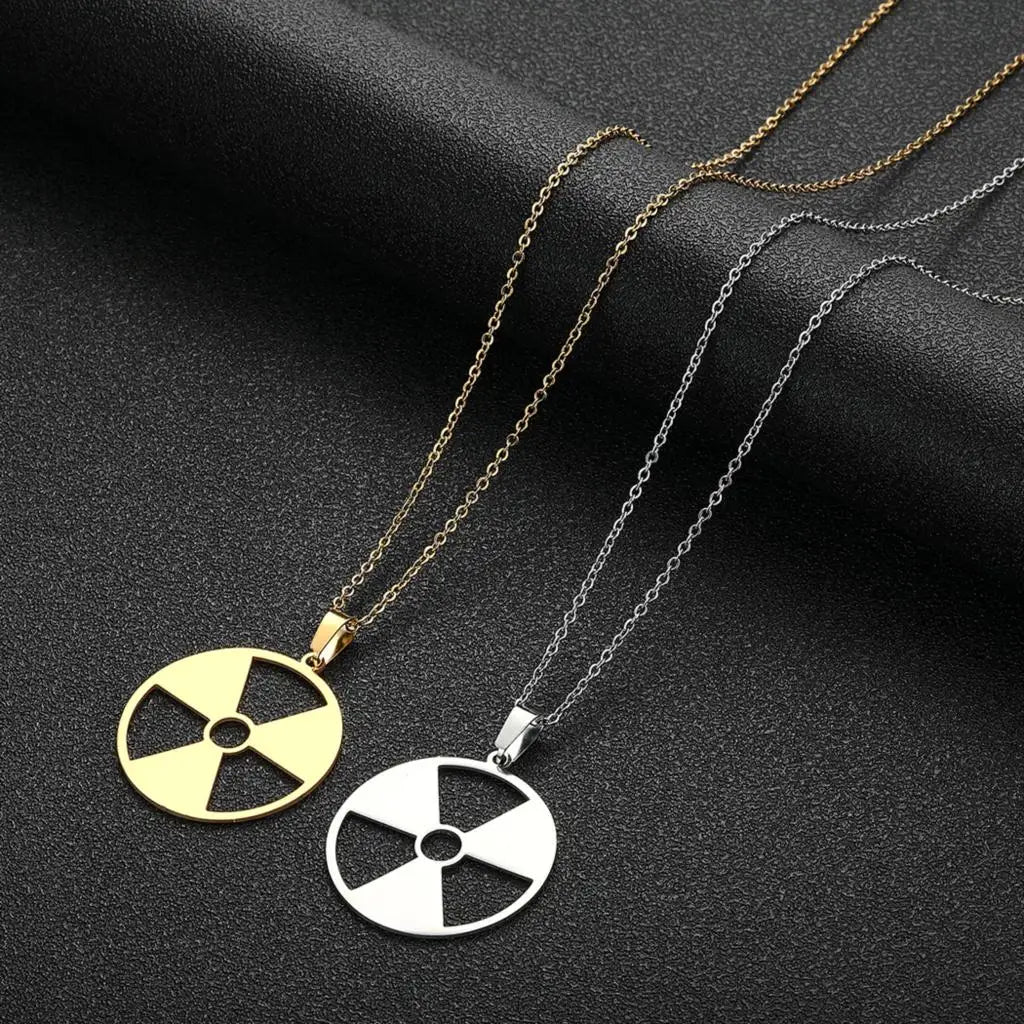 Radiation Hazard Symbol Pendant Radioactive Necklace Hulk Logo Nuclear Emblem Cyber Logo - Premium necklace from Lizard Vigilante - Just $13.99! Shop now at Lizard Vigilante