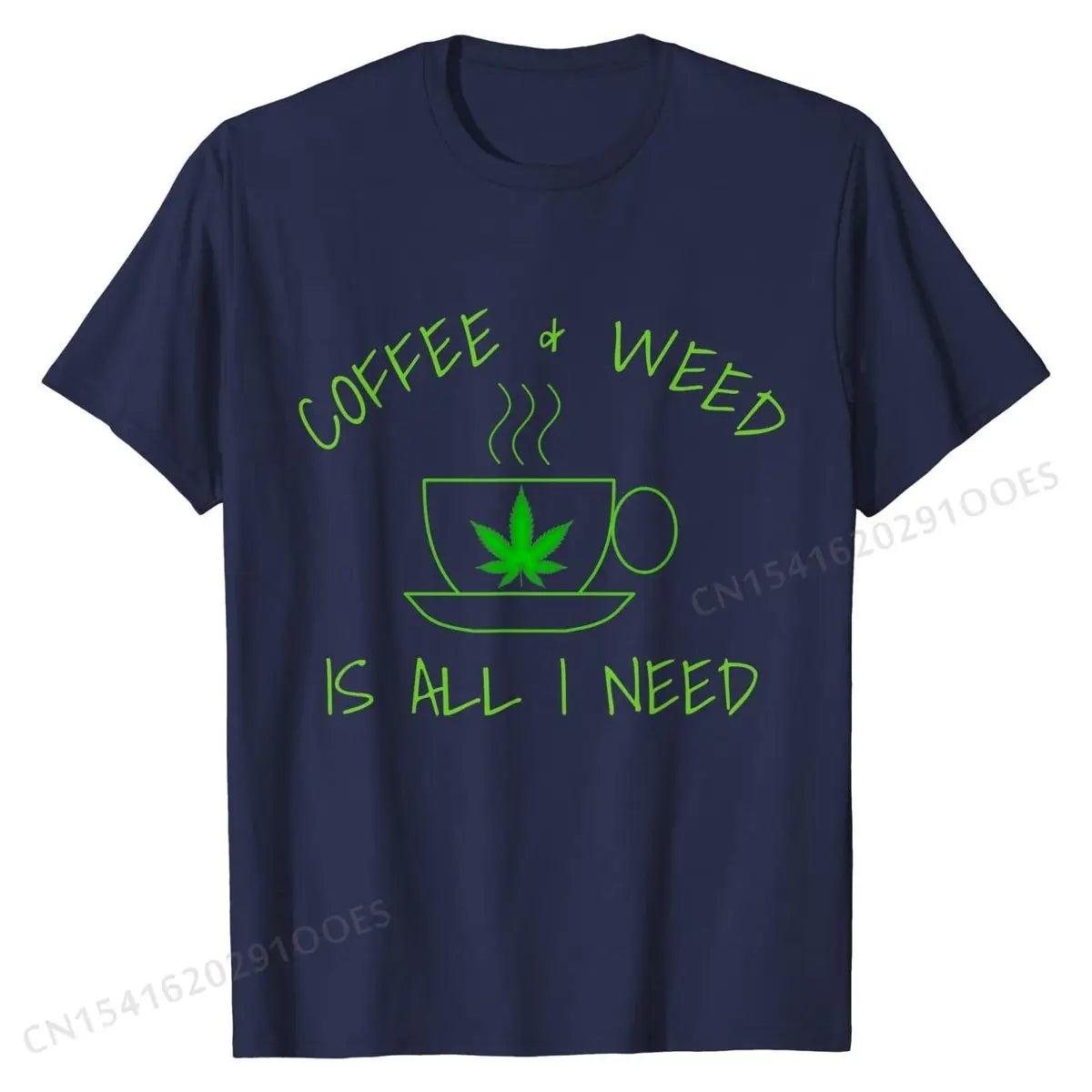 Coffee & Weed Is All I Need Love Coffee Drinker T-Shirt Cotton Casual T Shirt Slim Fit Men's T Shirts Geek - Lizard Vigilante