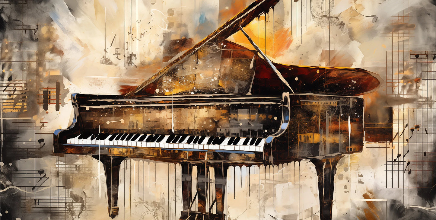 Abstract Riot Symphony Canvas Violin Piano Drums Cello Guitar Retro Music Wall Art Print