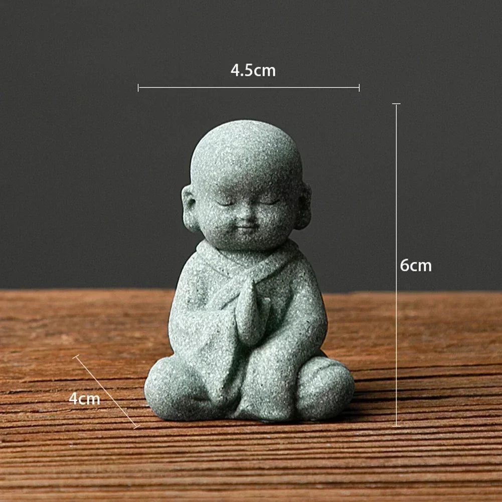 Buddha Stone Statue Little Buddhist Monks Tibetan Buddhism Figurines Zen Garden Ornament Meditation Home Aquarium Decoration
