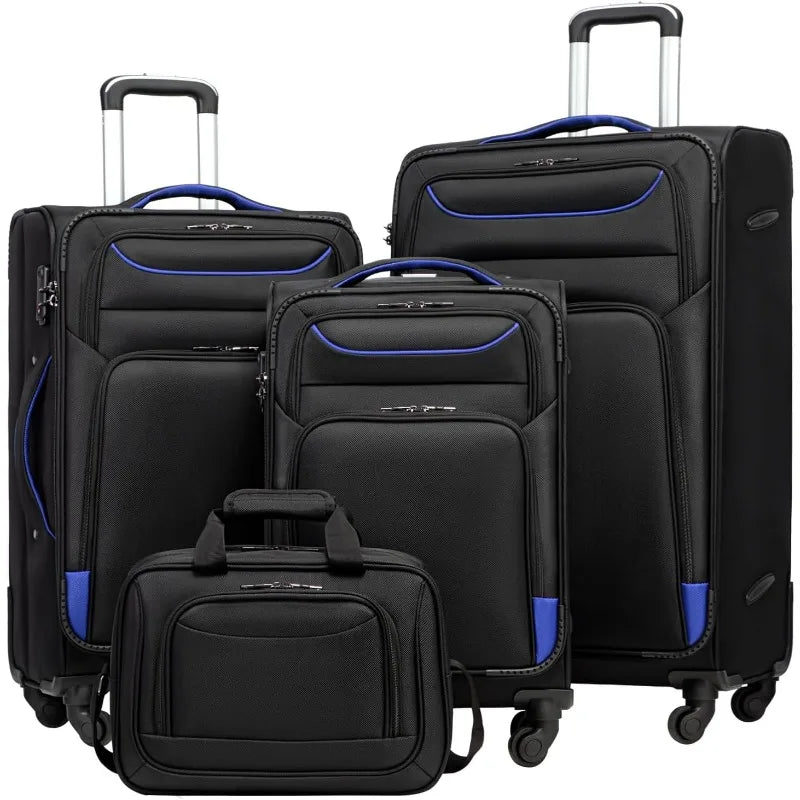 Luggage 4-PIECE Set Suitcase Spinner with TSA Lock - Softshell Lightweight (Purple + Silver) - Premium 4-Piece Luggage Set from Lizard Vigilante - Just $296.99! Shop now at Lizard Vigilante