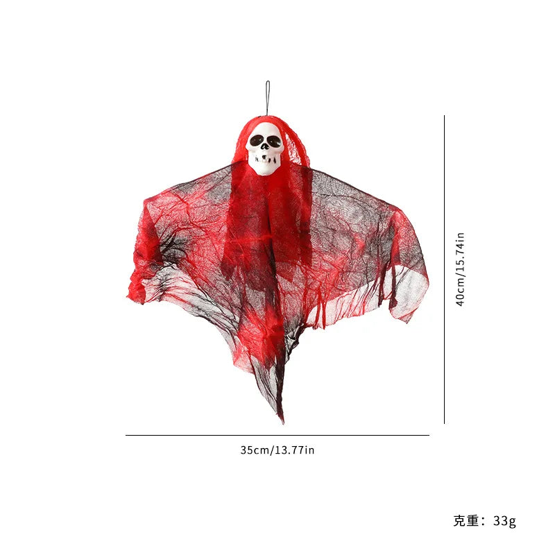 Halloween Gauze Skull Decor - Horror Grim Reaper, Headless Ghost & Red-Haired Ghost Ornaments for Haunted House Decoration