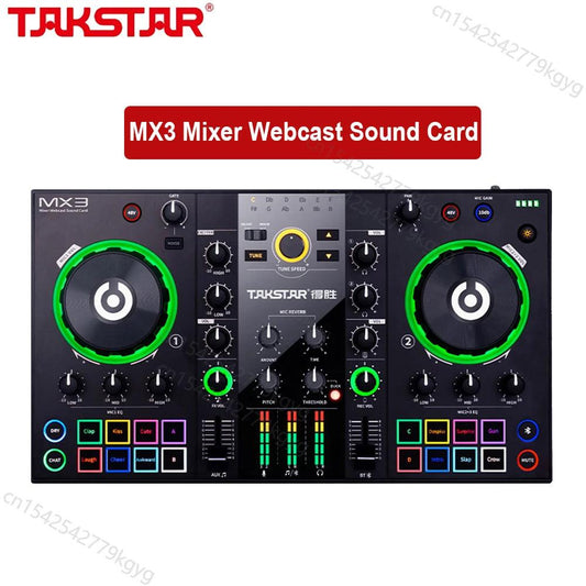 Takstar MX3 Mixer Webcast Sound Card Mixing Console Podcast Studio For Karaoke Webcast Recording Live Streaming Guitar Keys PC - Lizard Vigilante