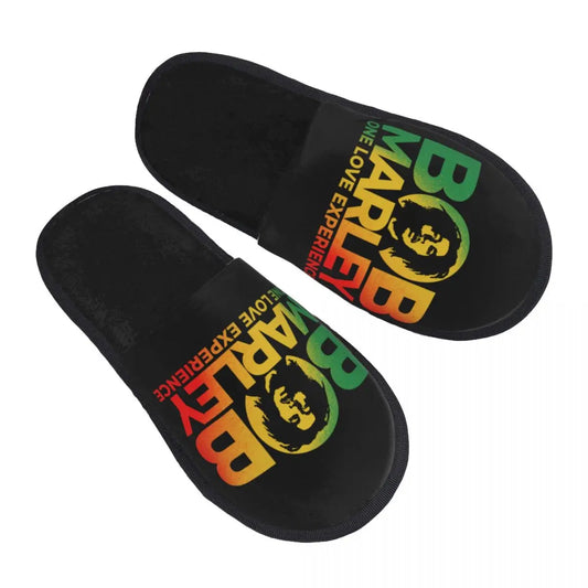 Jamaica Singer Reggae Rock Bob Marley Comfort Scuff Memory Foam Slippers Women Hotel House Shoes - Lizard Vigilante