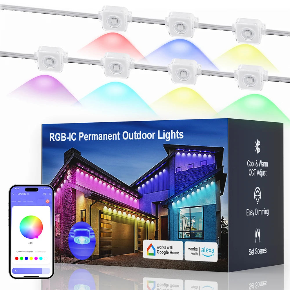 100ft 60-Light Smart RGB LED Eaves Lighting LED light strip - 75 Color Modes, Remote & App Control, Waterproof Outdoor Dec - Premium light strip from Lizard Vigilante - Just $98.88! Shop now at Lizard Vigilante