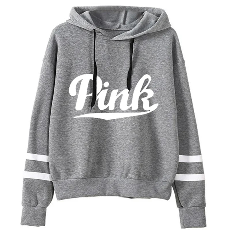 Pink New Autumn Womens Hoodie Long-Sleeved Lazy Style Top Daily Striped Slim Fit Sweatshirts Solid Color Versatile Casual Tracksuit - Premium Long-sleeve hoodie from Lizard Vigilante - Just $28.97! Shop now at Lizard Vigilante