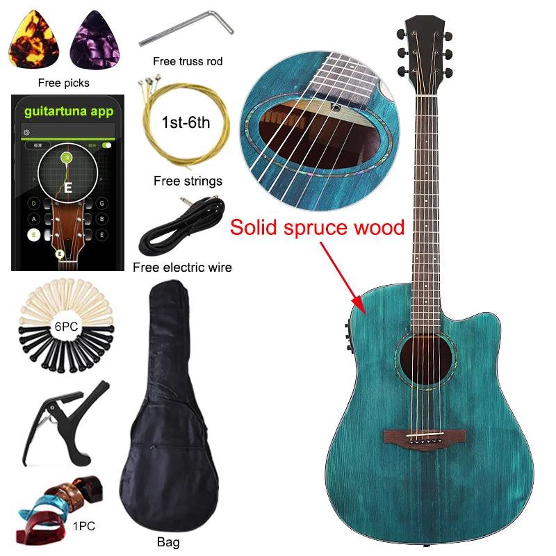 Thin Body Acoustic Electric Guitar Beginner Guitar with Free Gig Bag Free String Black Natural Sunburst White Color - Lizard Vigilante