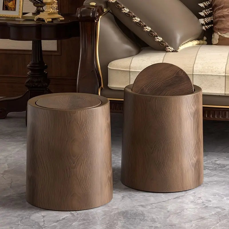 Large Wooden Trash Can for Office Living Room Bathroom Home Kitchen Vintage Retro Waste Bin