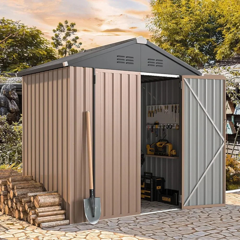 6'x 4' Weatherproof Metal Shed with Adjustable Shelves - Premium shed from Lizard Vigilante - Just $338.88! Shop now at Lizard Vigilante