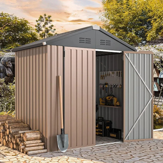 6'x 4' Weatherproof Metal Shed with Adjustable Shelves - Premium shed from Lizard Vigilante - Just $338.88! Shop now at Lizard Vigilante