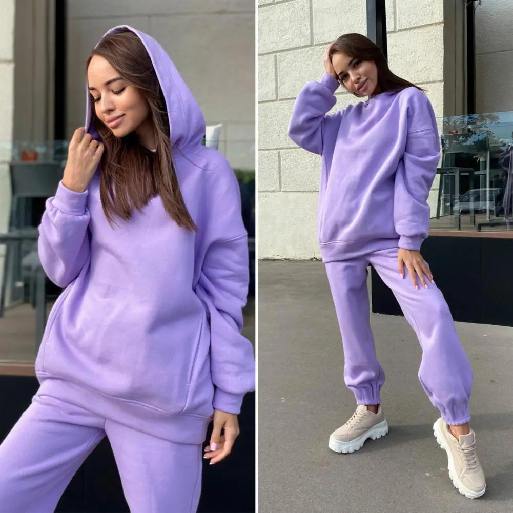 Women's Two-Piece Tracksuit Set – Hooded Sweatshirt & Sweatpants for Spring and Autumn - Premium hoodie set from Lizard Vigilante - Just $28.88! Shop now at Lizard Vigilante