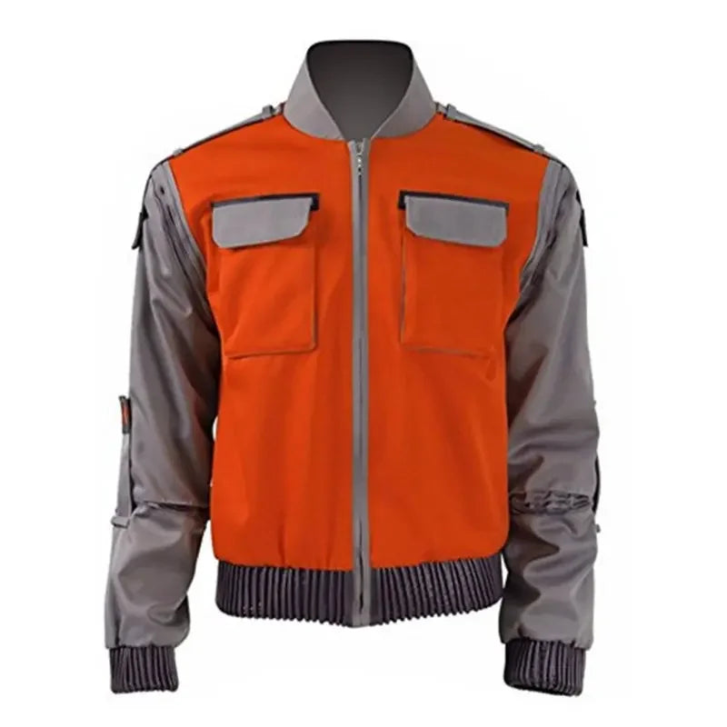 Back To Future Movie Cosplay Marty McFly Orange Red Jacket Adult Men Halloween Carnival Festival Costume - Premium  from Lizard Vigilante - Just $28.99! Shop now at Lizard Vigilante