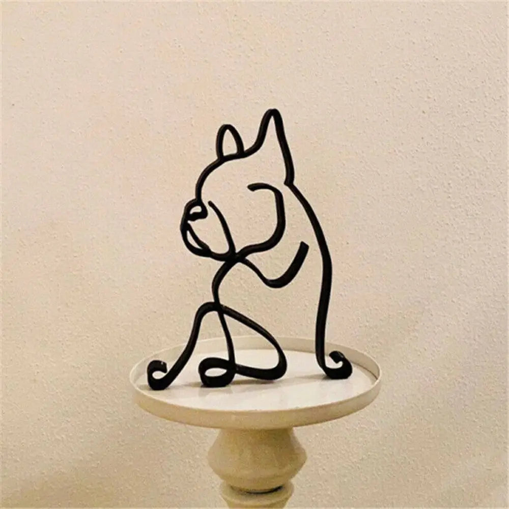 Wrought Iron Handicraft Bulldog Dachshund Labrador Abstract Dog Ornament Modern Animal Sculpture Simple Statue Art Figurine