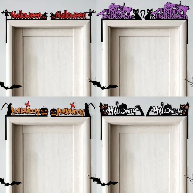 Halloween Door Frame Decoration,Bats,Pumpkins,Spider Webs,Door and Window Corner Stickers, Halloween Home Decoration