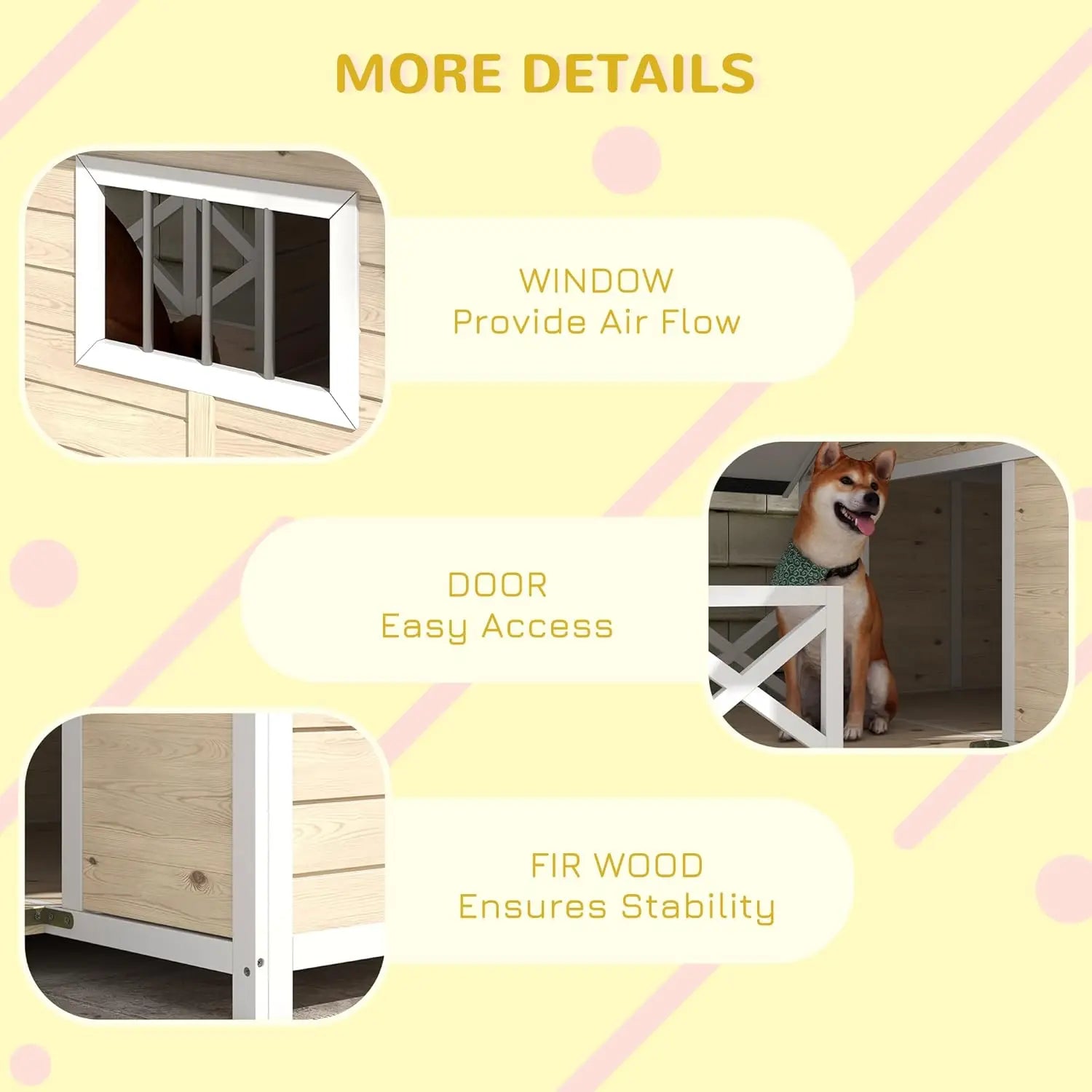 Wooden Dog House Outdoor with Porch, Raised Pet Kennel for Medium Large Dogs, with Asphalt Roof, Front Door, Side Windows - Premium  from Lizard Vigilante - Just $473.99! Shop now at Lizard Vigilante