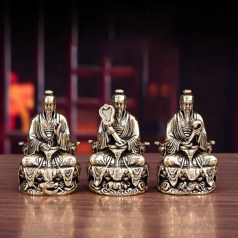 Sanqing Tianzun Statue Chinese Taoism Taishang Laojun Crafts Ornament Sculpture Carving Statue Collection Home Decor