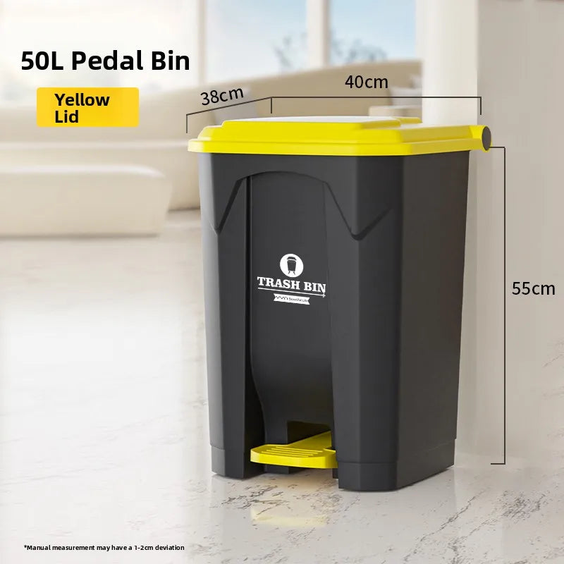 Commercial Pedal Tra Can Large Capaci Outdoor Foot Operated Garbage Bin Thiened Plastic Square Bin for Home And Kitchen
