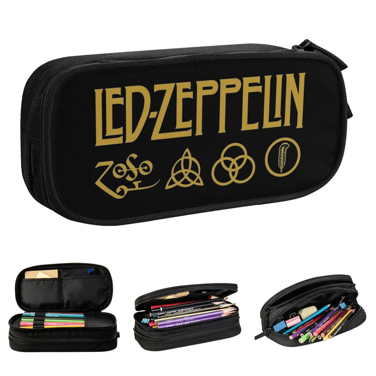 Led Zeppelin Pencil Case Large-capacity Heavy Metal Music Band Office Accessories Double Layer Pencil Case Stationery - Premium pencil case from Lizard Vigilante - Just $19.99! Shop now at Lizard Vigilante