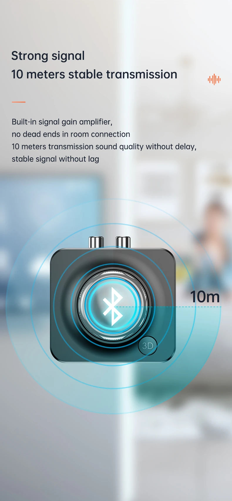 🎶 VAORLO Thunderlink 3D Bluetooth 5.0 Audio Receiver — Dual RCA + AUX HiFi Adapter with Surround Bass, SD Support & Auto Connect