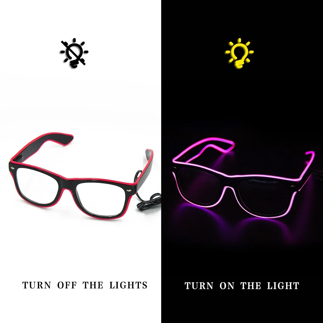 Neon Glow Sunglasses Led Glasses Bright Light Supplies Party Flashing Glasses EL Wire Glowing Gafas Luminous Bril Novelty Gift - Premium Sunglasses from Lizard Vigilante - Just $19.99! Shop now at Lizard Vigilante