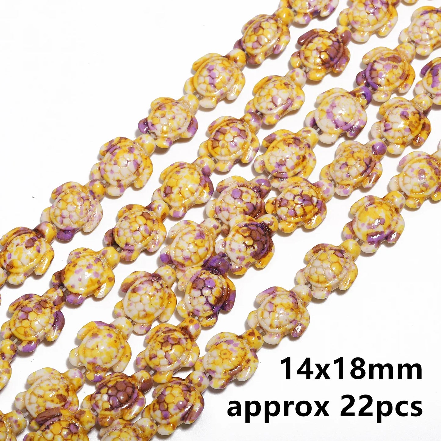 14x18mm 22pcs Sea Turtle Random Color Mix Natural Turquoise Stone Beads Bead for Jewelry Making DIY Ocean Series Bracelet