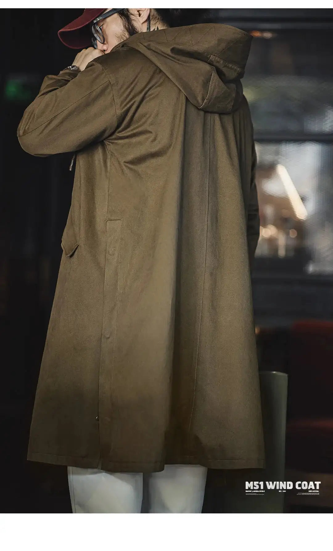 Maden Retro M51 Hooded Windbreaker Loose Fit Cotton Zipper Mid-length Jacket Versatile Solid Color Outerwear for Men's Autumn