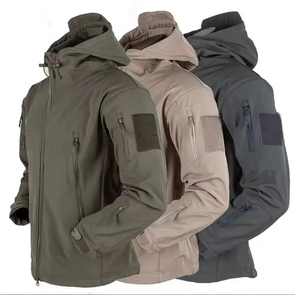 2024 New Outdoor Jackets Men Shark Skin Soft Shell Tactical Waterproof Windbreaker Jacket Mens Hooded Bomber Coats Hiking