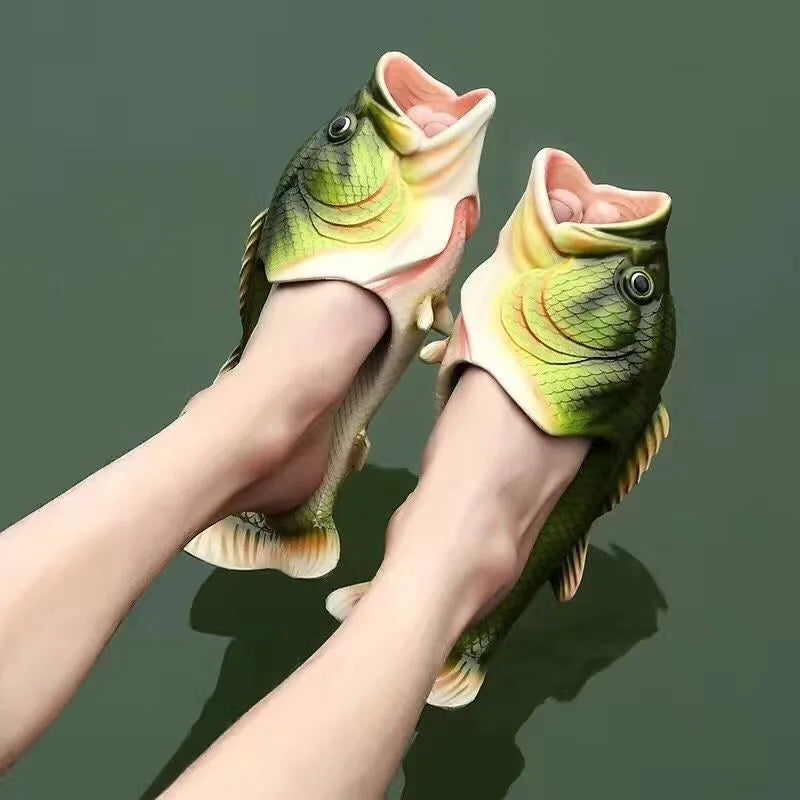 Funny Fish Slippers for Men & Women - Outdoor Couples Cartoon Animal Flip Flops, Plus Size 46-47 - Premium flip flops, Slides from Lizard Vigilante - Just $29.99! Shop now at Lizard Vigilante