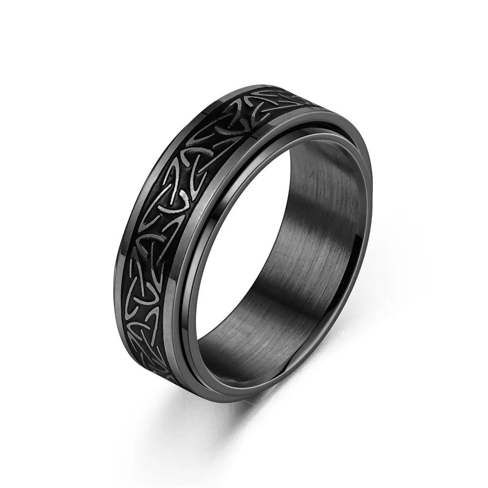 Viking Celtic Knot Rune Rotating Anxiety Joint Ring For Men Anti Stress Stainless Steel Spinner Fidgets Ring Anillo Antiestres - Lizard Vigilante