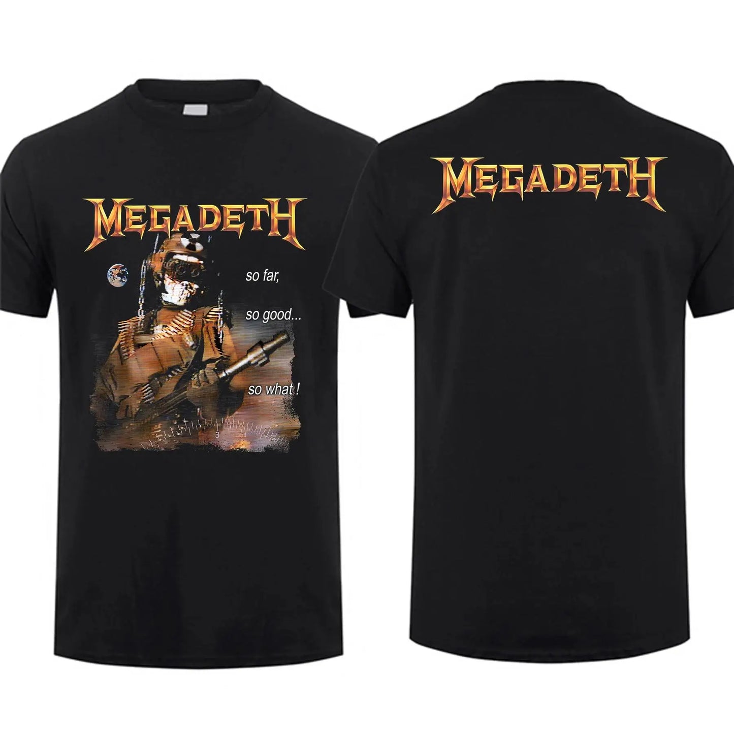 Megadeth Rock Band Graphic Print T-Shirt | Double-Sided Vintage Oversized Cotton Tee | EU Size Fashion - Premium T-Shirt from Lizard Vigilante - Just $24.44! Shop now at Lizard Vigilante